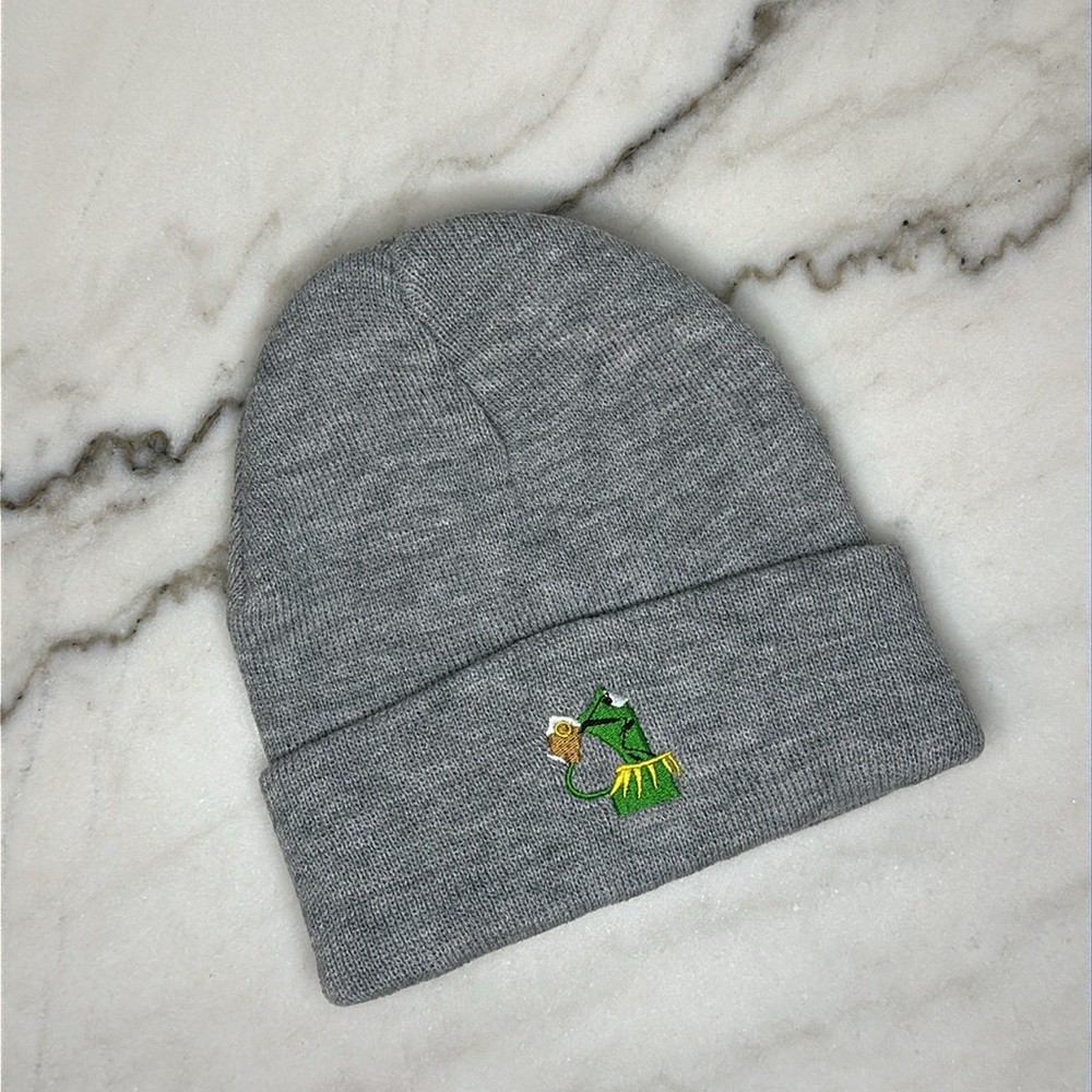Kermit Meme Beanie 🐸 🩶☕️